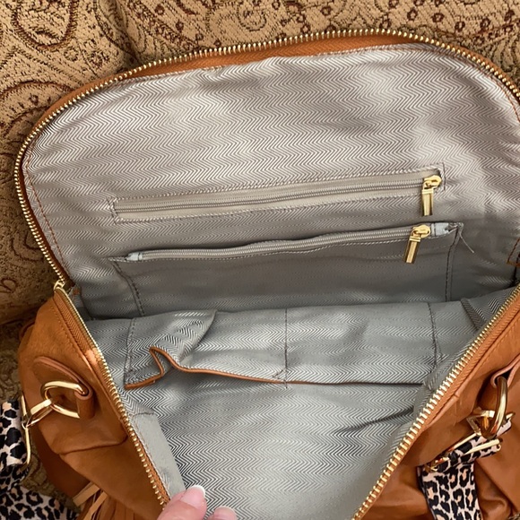 Leopard Strap Convertible Shoulder Bag/Backpack, Camel - Picture 8 of 9